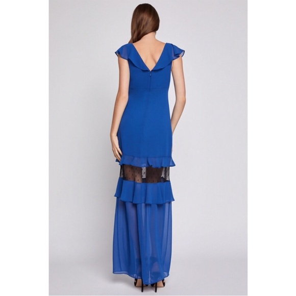 BCBG Generation women’s blue and black tiered ruffle maxi dress - Picture 2 of 9